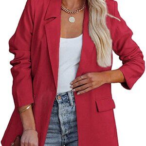 Casual Blazers Long Sleeve Open Front Button Work Office Blazer Jackets with
